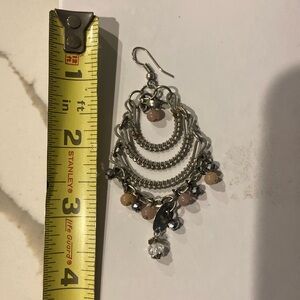 Chandelier earrings with a light pink and hematite bead